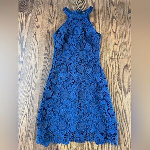 Lulus Love Poem Navy Blue Lace Mini Dress - Size XXS